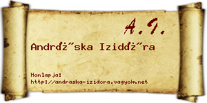 Andráska Izidóra névjegykártya